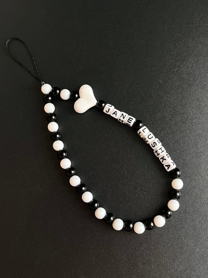 Jane Lushka Phone Charm | White/Black - White/Black / One size