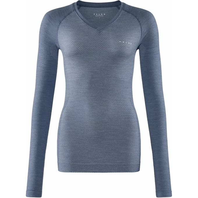 FALKE Wool-Tech Light V Neck sneldrogend wol functioneel functioneel shirt met lange mouwen dames blauw - maat S