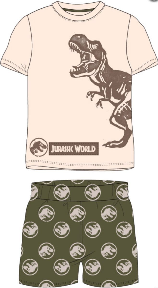 Jurassic World Pyjamaset Kaki Katoen Maat 140