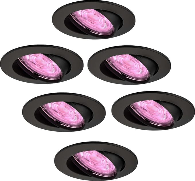 Ledvion - 6X SMART LED Inbouwspot Amsterdam - Zwart - Dimbaar