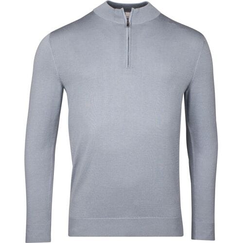 Thomas Maine Trui Half Zip Single Knit Uni Color Licht Blauw / male