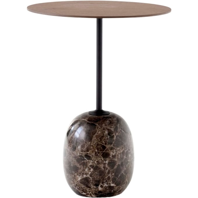 &Tradition - Lato Bijzettafel - Ø40 cm - Lacquered Walnut & Emparador Marble - bruin