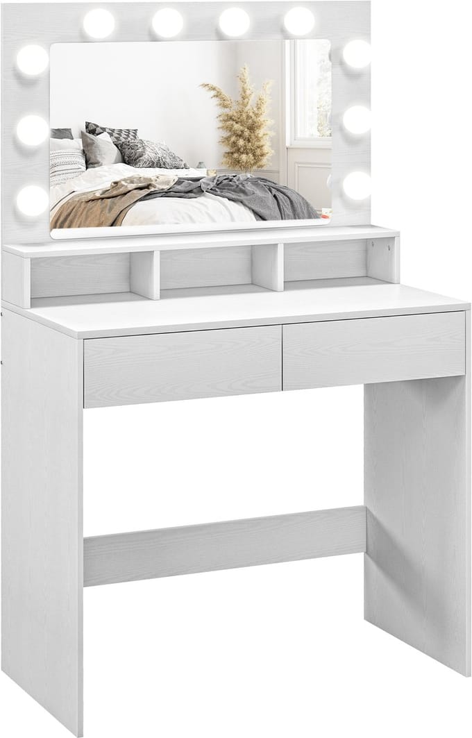 HOMCOM Kaptafel Spaanplaat, glas 80L x 40B x 135H cm Wit