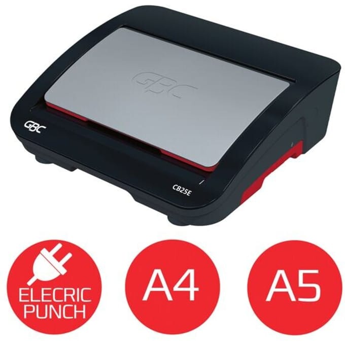 GBC CombBind® CB25E Elektrische Inbindmachine - Plastic Bindruggen - 390 Vel - Zwart/ Rood