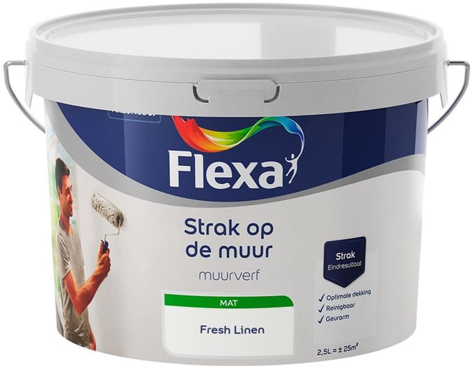 Flexa - Strak Op De Muur Binnen Mat - Fresh Linen - Mengverf - 2,5 L