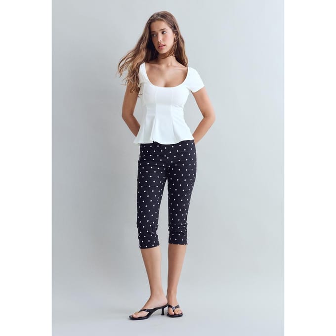 Stradivarius Peplum top met korte mouwen  Ecru XS