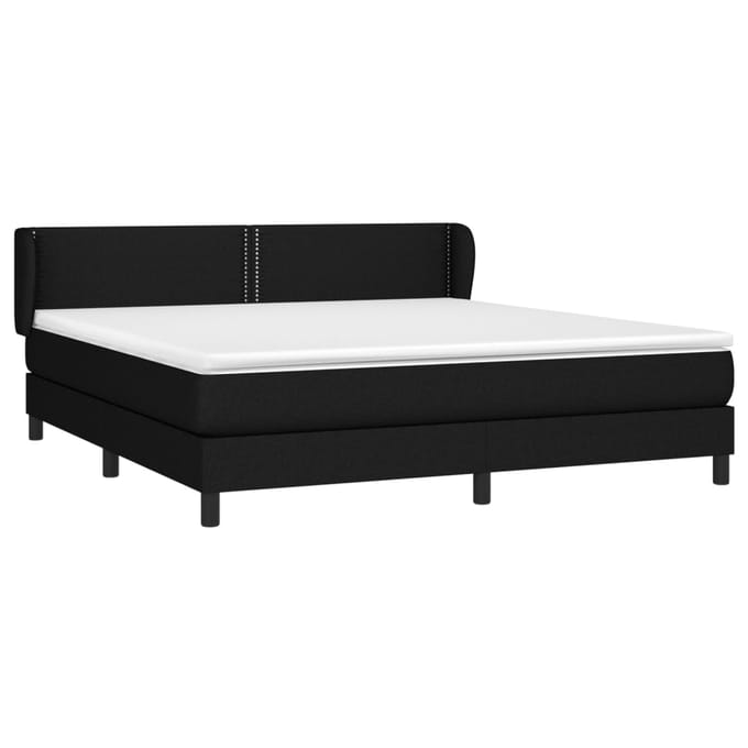 vidaXL - Boxspring - met - matras - stof - zwart - 160x200 - cm
