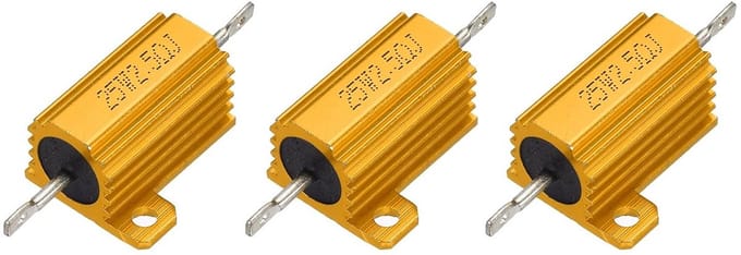 Weerstanden Aluminium Behuizing - Draadgewonden Componenten - Stroom Regeling - Goede Warmteafvoer - 25W 2.5 Ohm - Goud