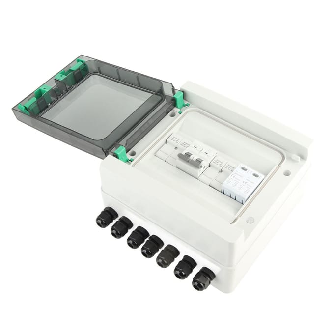 Boîtier de combinaison PV solaire 2 chaînes Protection contre la foudre Disjoncteur 2 entrées 1 sortie DC550V IP65 Étanche avec onduleur MPPT