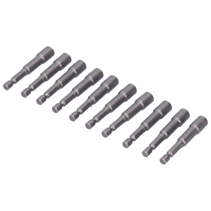 10 Stuks Zeskant Dop Set met Sterke Magnetische Elektrische Schroevendraaier Bit Accessoires 7mm