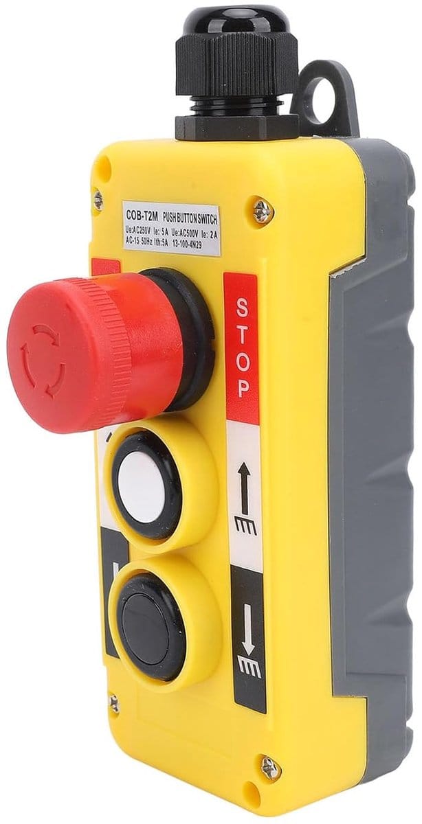 Takel Drukknop - Bedieningsschakelaar - Industriële Automatisering - IP68 Waterdicht - 2 Ampere - Grijs