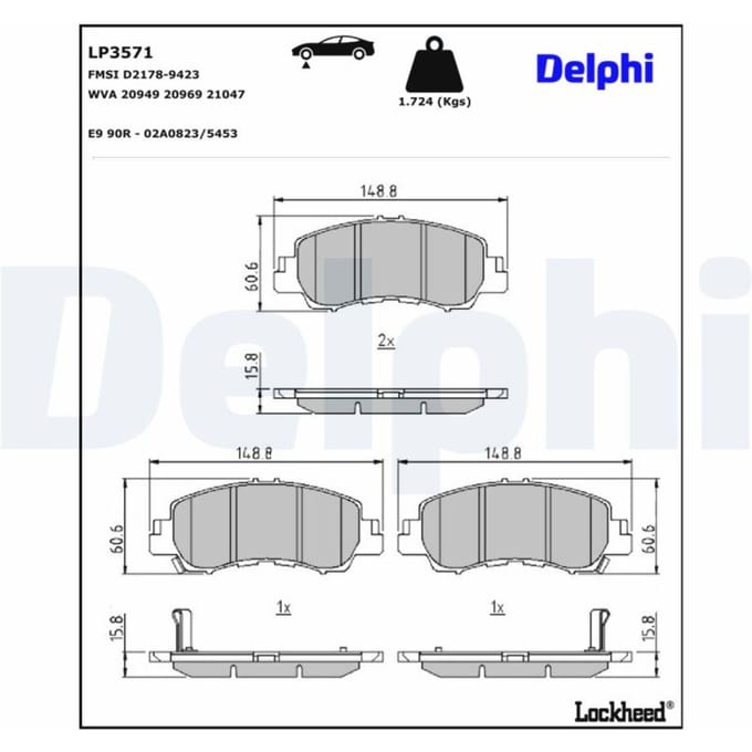 Remblokset DELPHI LP3571, voor