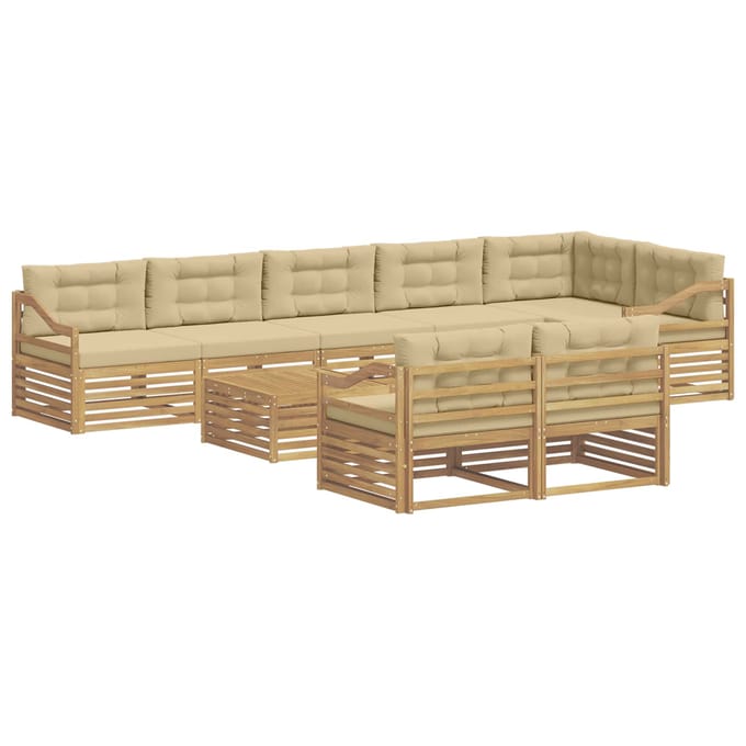 vidaXL - Buiten - bank - set - 9 - st - Wit - en - Beige