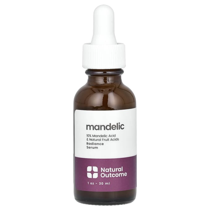 Natural Outcome, Mandelic, Radiance Serum, Unscented, 1oz (30ml) white