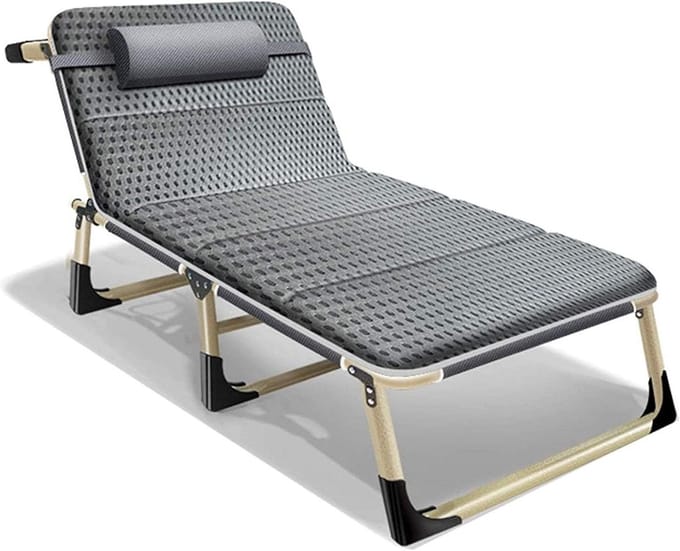 Opvouwbare Fauteuil - Ligstoel Vouwbed - Ontspannen Buiten - Verstelbare Rugleuning - 194*68*30cm - Geel