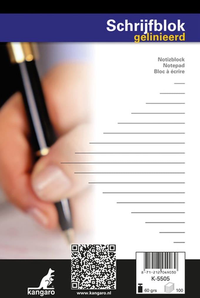 KTC Schrijfblok A5 lijn 60 grams 100 blad krimp a 5 stuks