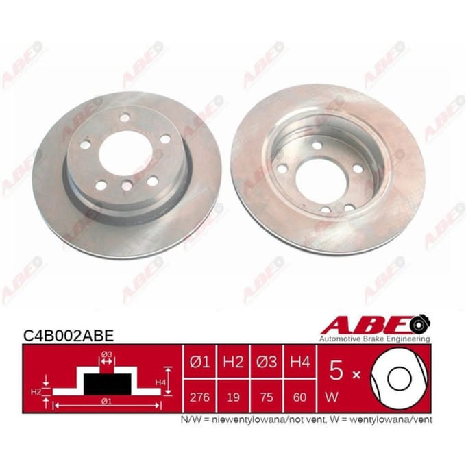 Remschijf ABE C4B002 achter, geventileerd, sterk gecarboniseerd, 1 Stuk