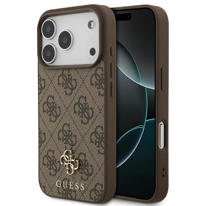 Guess 4G Metal Logo Backcover MagSafe voor de Apple iPhone 17 Pro - Bruin