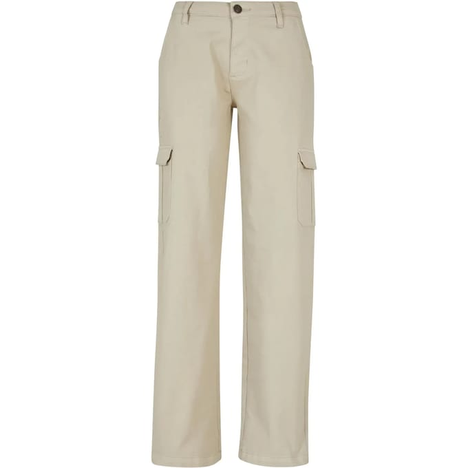 Urban Classics - High Waist Straight Denim Cargobroek - Taille, 29 inch - Gebroken wit