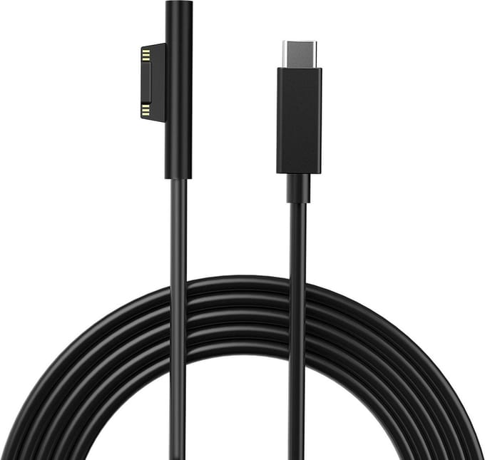 NÖRDIC SURF-106 USB-C oplaadkabel - Geschikt voor Microsoft Surface - 15V3A - 45W - 2m - Zwart