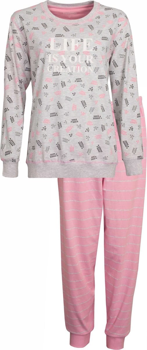 Irresistible Dames Pyjama - Ronde Hals - Licht Grijs - Maat XL