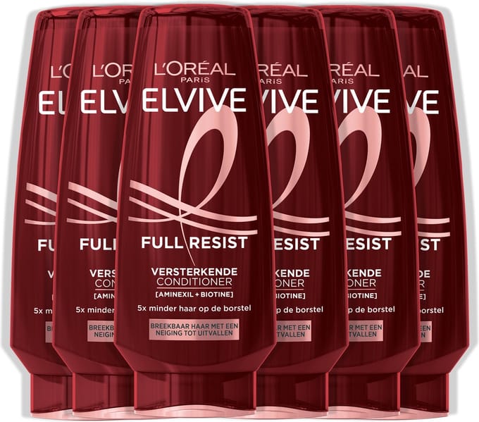 L'Oréal Paris Elvive Full Resist Conditioner - Versterkende Conditioner Voor Breekbaar Haar - Met Aminexil + Biotine - 6x200ML