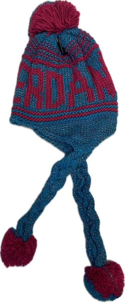 Be Noticed - Flappenmuts - Amsterdam Muts Aqua Blauw/Roze - 100% Acryl wol