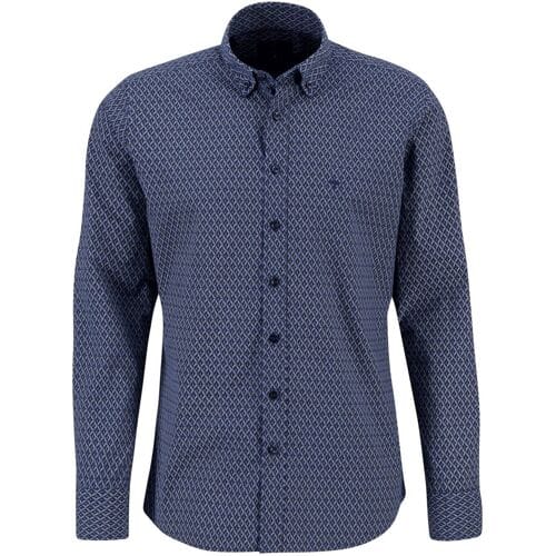 Fynch-Hatton Overhemd Modern Check Triangle Night / male