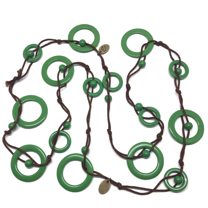 Behave - Lange ketting dames - Boho stijl - Groen bruin - 110 cm
