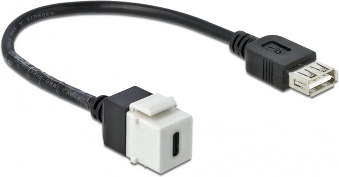 USB-C Keystone module - USB-A (v) | USB2.0 | wit | 0,25 meter