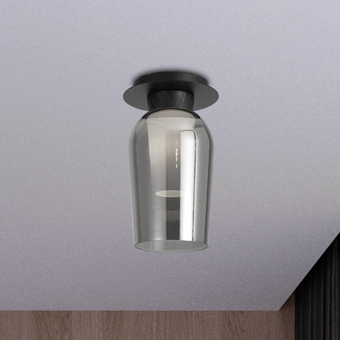 Mantra Iluminación Nora plafondlamp, zwart-chroom, glas, metaal