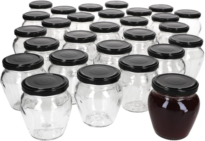 Set van 75 jampotjes Vaso Orcio 212ml + To63 deksel zwart