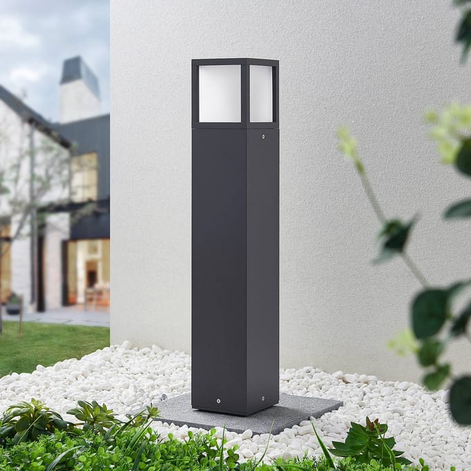 Lucande - Tuinpad verlichting - 1licht - Gegoten aluminium, polycarbonaat - H: 65 cm - E27 - donkergrijs