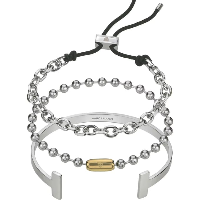 Echte leren/roestvrijstalen armband Marc Lauder