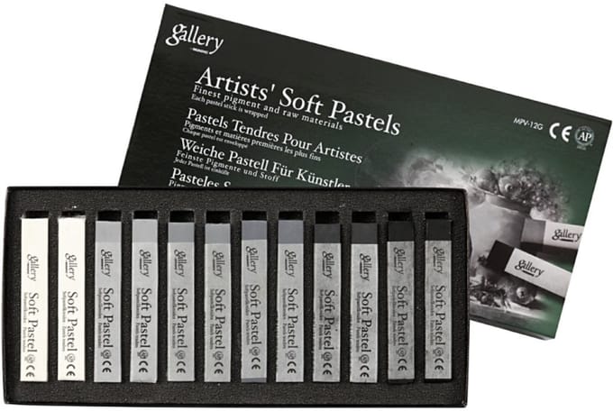 Gallery Gallery Soft Pastel Set 10 Mm X  6,5 Cm Grijs 12stuks