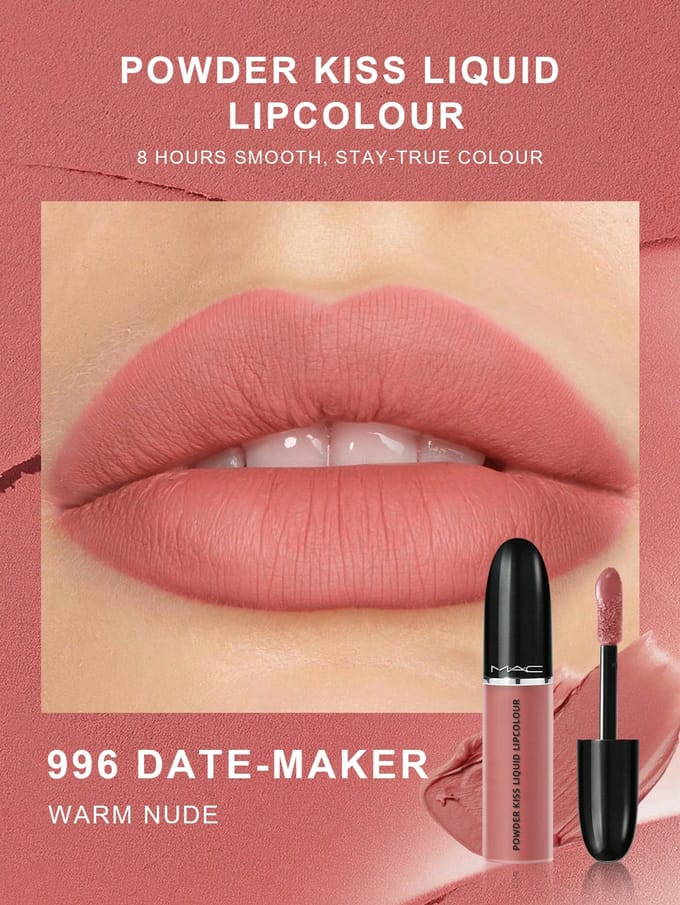 M·A·C Powder Kiss Liquid Lipcolour 975 Ruby Boo (Bleu-Rouge Vif) - 5 ml 996 DATE-MAKER