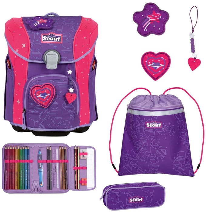 Scout schooltas Superflash Extreme Micro Set 4-delig Heartbeat paars