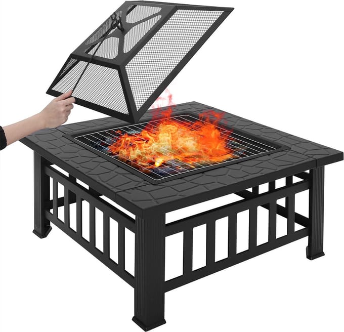Vuurkorf - Deluxe - BBQ functie - Met vonkenscherm - Metaal