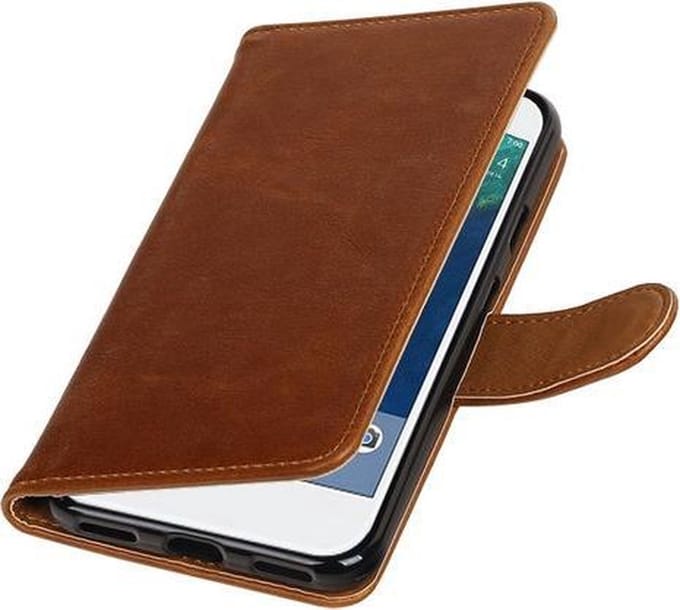 Bruin Pull-Up PU booktype wallet cover hoesje voor Google Pixel