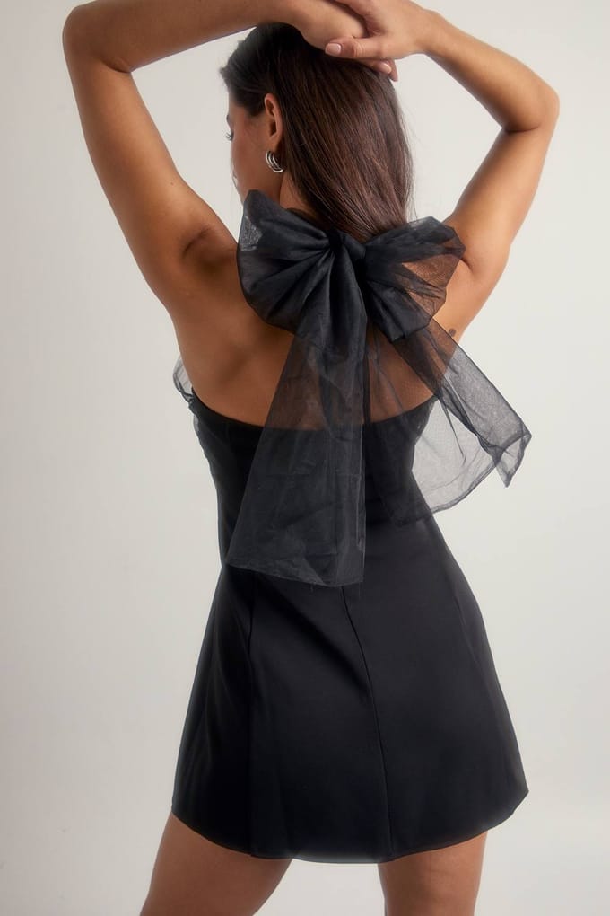 boohoo Dames Tulle Halternek mini-jurk | Black | Maat: 12