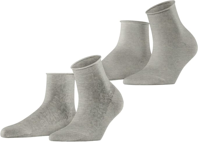 Esprit Lacy Flowers 2-Pack gedessineerd katoen Multipack Sokken dames grijs - maat 39-42