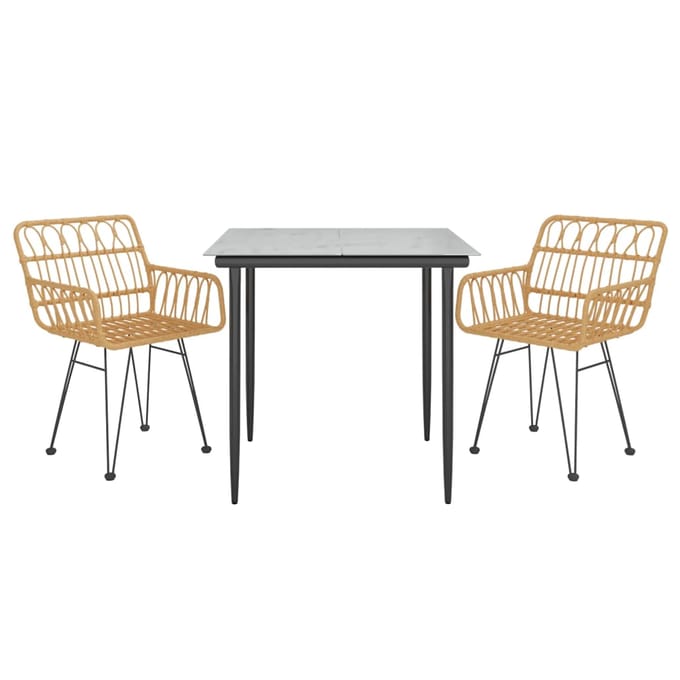 vidaXL - 3-delige - Tuinset - poly - rattan