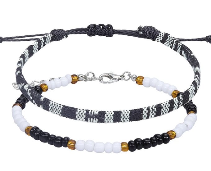 Armbanden - Kralen - Setje 2 Stuks - Zwart en Wit