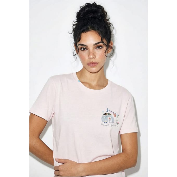 Geborduurd T-shirt met ronde hals