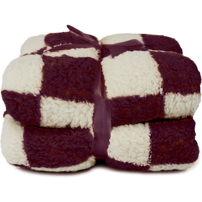 Unique Living - Plaid Check 150x200cm - Dove White/ Dark Purple