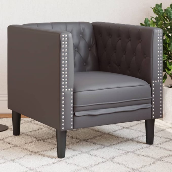 vidaXL - Fauteuil - Chesterfield-stijl - kunstleer - grijs