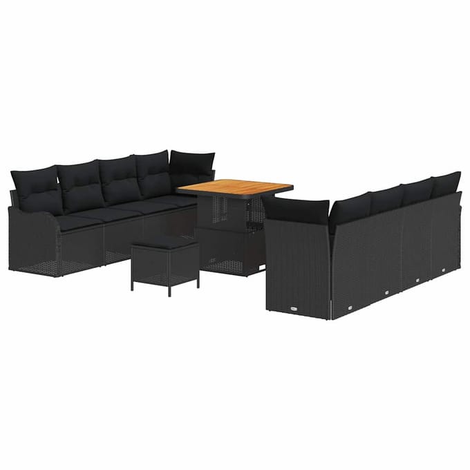 vidaXL Tuin Sofa Set 11 st 10-Aantal zitplaatsen Zwart