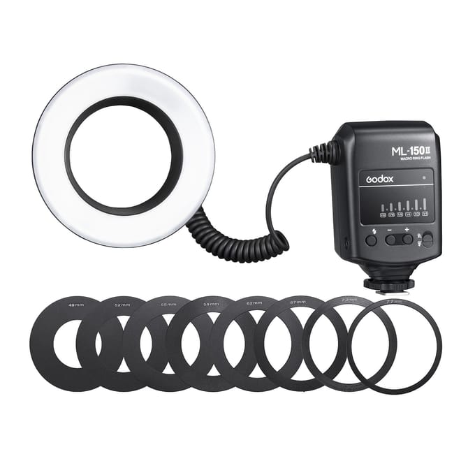 Godox ML-150II Universele Macro Ring Flitslicht 11 Niveaus Instelbare Helderheid GN12 Snelle Recycle zwart
