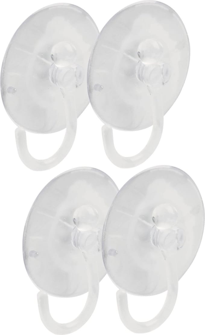 AMIG Ophanghaken met zuignap - 4x - kunststof - transparant - diameter 5,5 cm