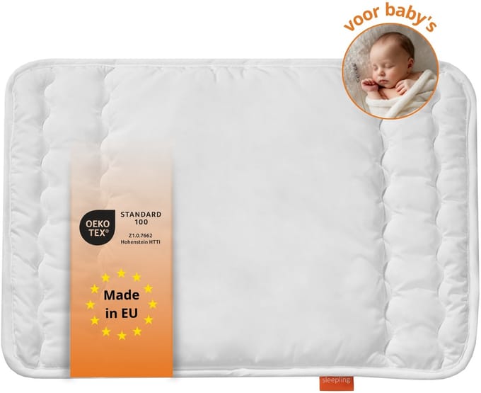 sleepling  baby babykussen kinderkussen plat kussen 40 x 60 cm, wit